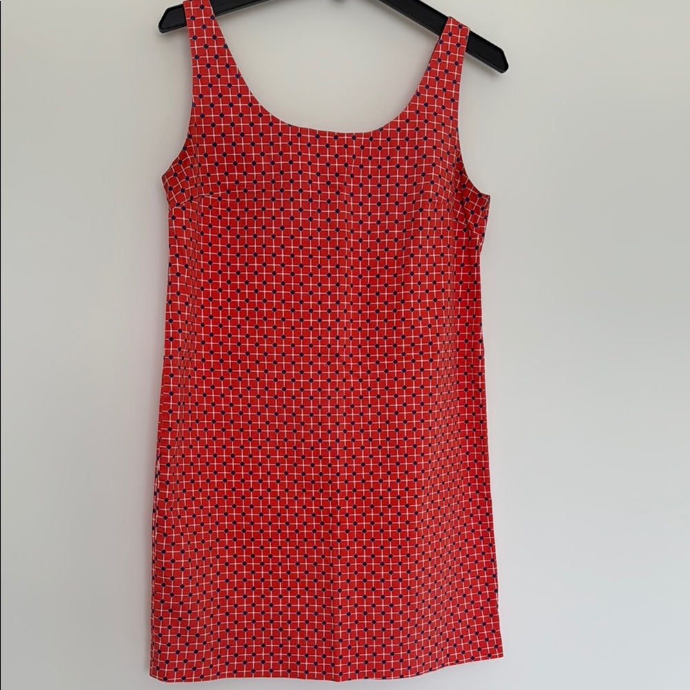 Red Geometric Pattern Sleeveless Dress